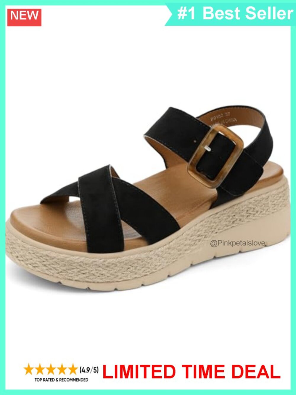 Women's Low Wedge Platform Sandals Orthopedic Arch Support Hook Loop